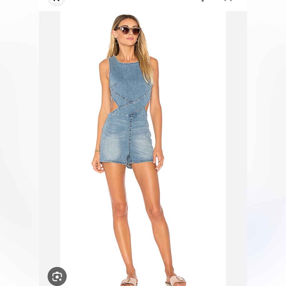 Amuse Society Kennedy Denim Romper Washed Blue Size XS F
